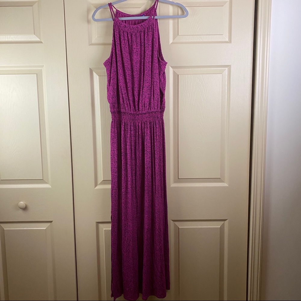 Pink and black patterned maxi dress